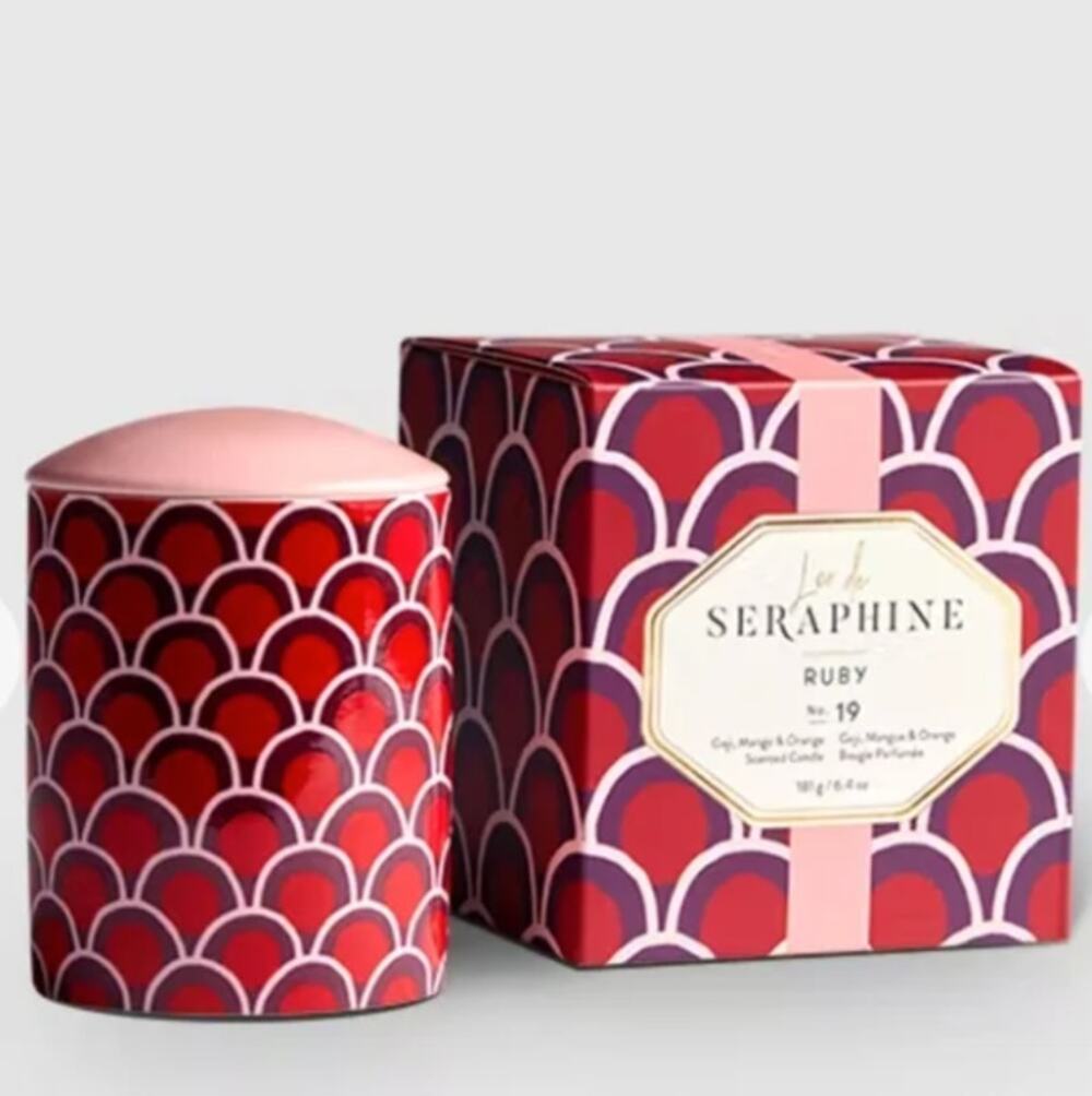L'OR DE SERAPHINE Ruby Medium Ceramic Candle 6.4oz NEW